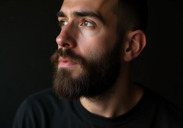 Cliente con barba scolpita in stile calligrafico