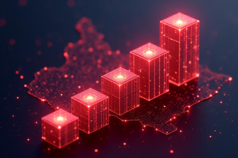 Graphic representation of AI neural nodes scaling across a map of Canada